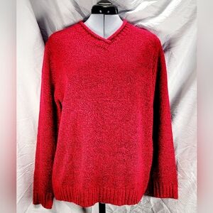 Carolyn Taylor Womens Size Medium Long Sleeve V Neck Pull Over Sweater in Red